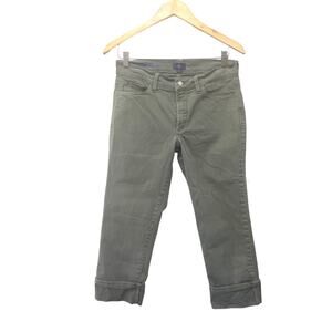 NYDJ Dayla Wide Cuff Cropped Jeans Sz 6 P Women’s Slimming Sage Green Petite EUC